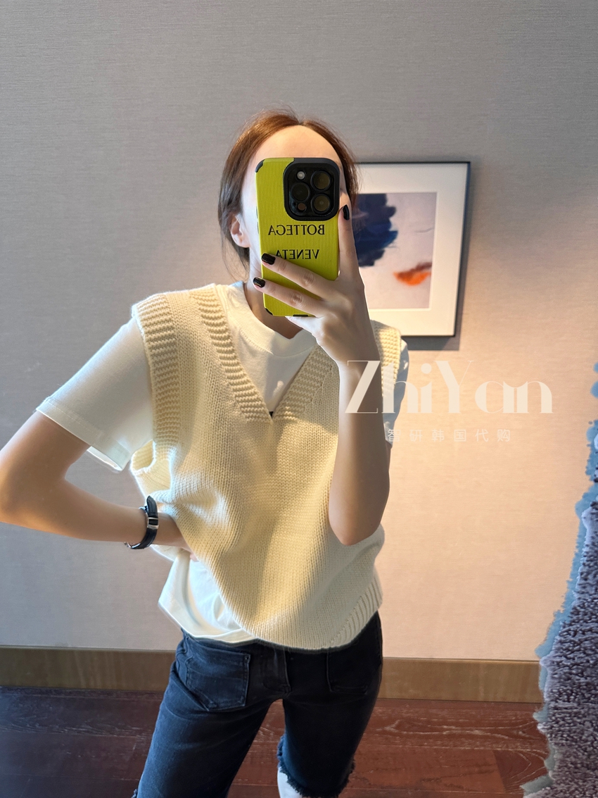 羊毛套头针织马甲韩国进口