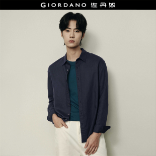 衬衫 佐丹奴透气棉麻休闲商务帅气长袖 男01045490 韩国明星同款