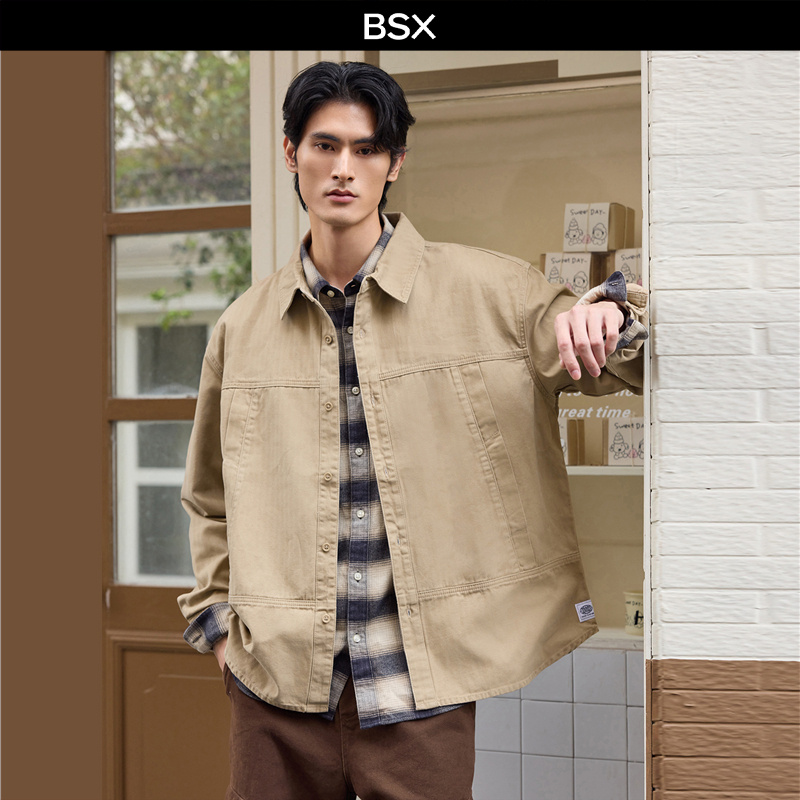 BSX尖领长袖品牌织标衬衫