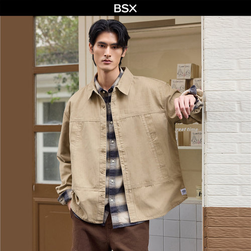 BSX尖领长袖品牌织标衬衫