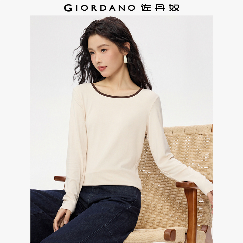 Giordano长袖常规撞色方领T恤