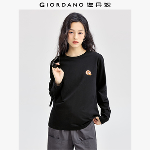 佐丹奴长袖 纯棉趣味动物刺绣圆领上衣13394791 T恤女2026年春新款