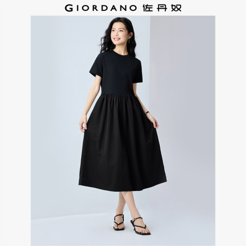 Giordano拼接裙针梭织连衣裙