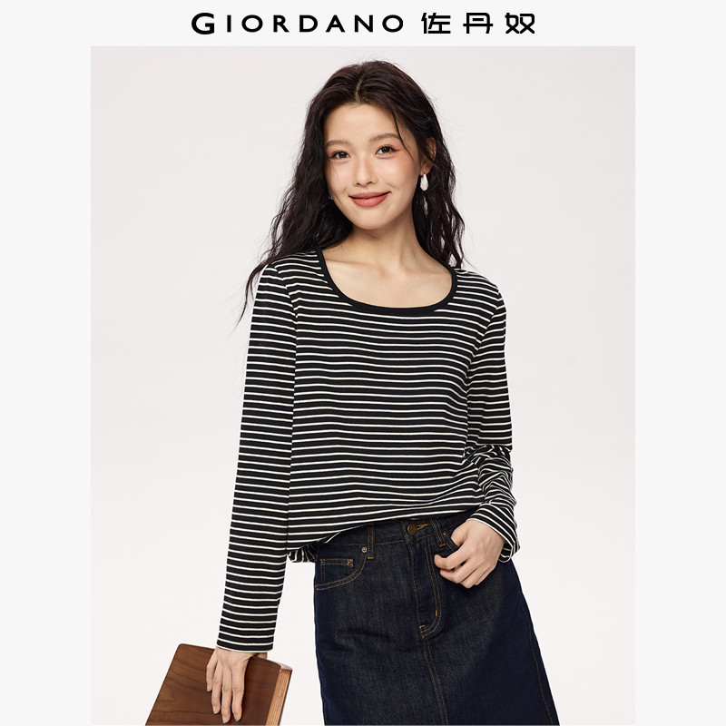 Giordano长袖常规方领T恤