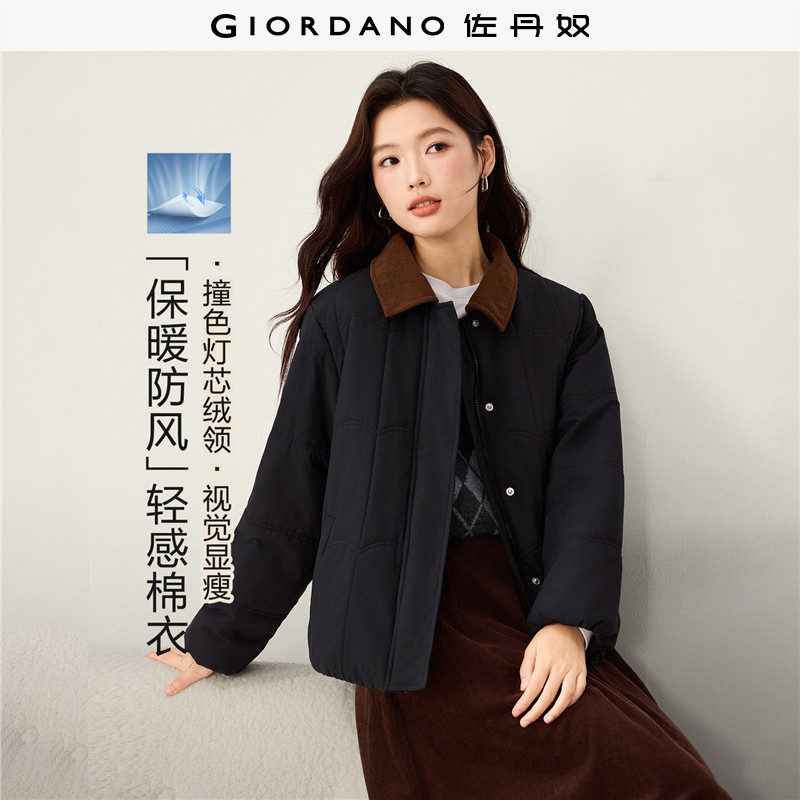 佐丹奴灯芯绒翻领棉衣外套三防图片
