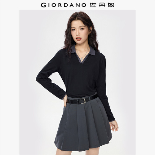 Giordano/佐丹奴长袖撞色领POLO