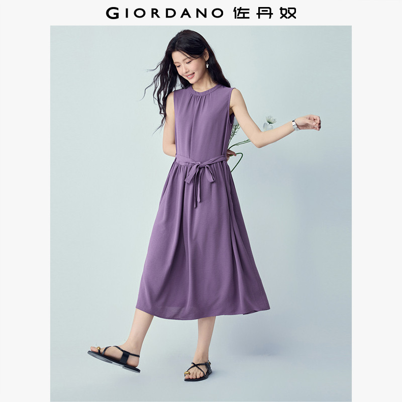 Giordano背心裙微皱连衣裙图片