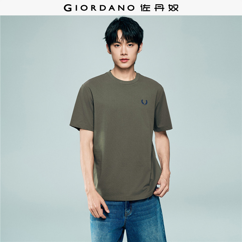 佐丹奴短袖T恤男夏新款黑科技凉感麦穗刺绣圆领休闲上衣01026389