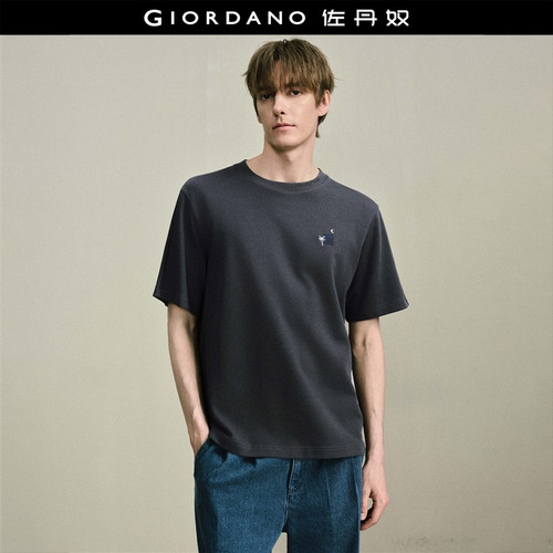 Giordano短袖宽松刺绣T恤