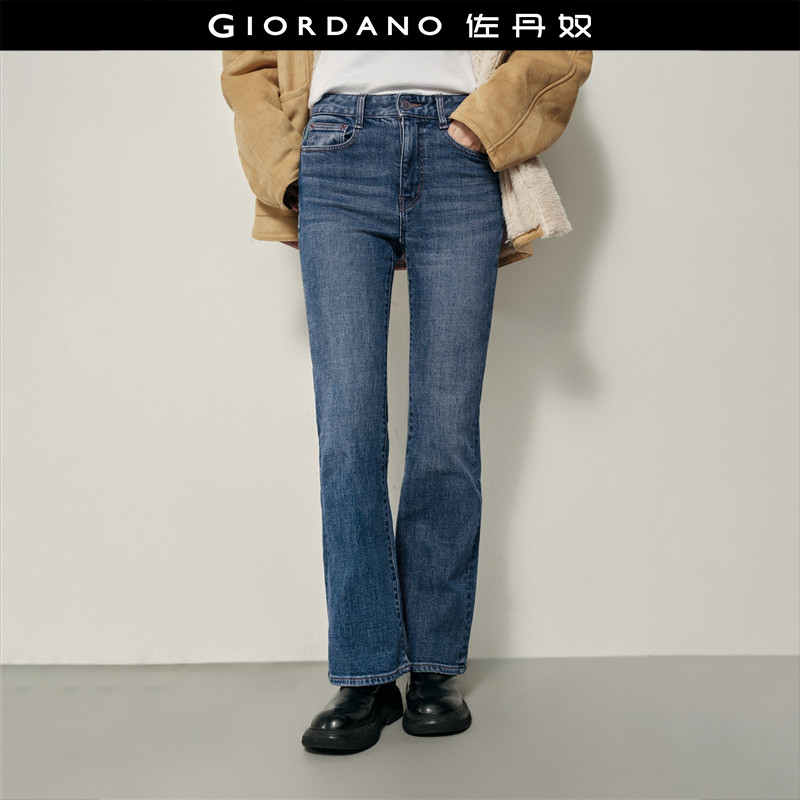 [卢正义韩国明星款]佐丹奴女装内抓毛猫须紧身微喇牛仔裤05414941