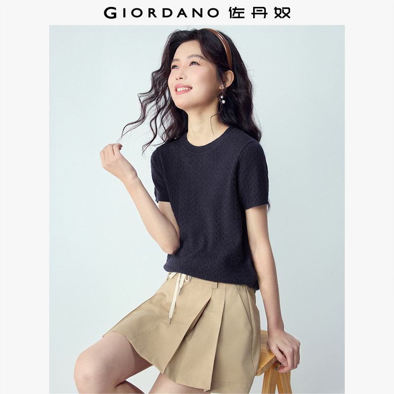 Giordano圆领套头提花针织衫图片