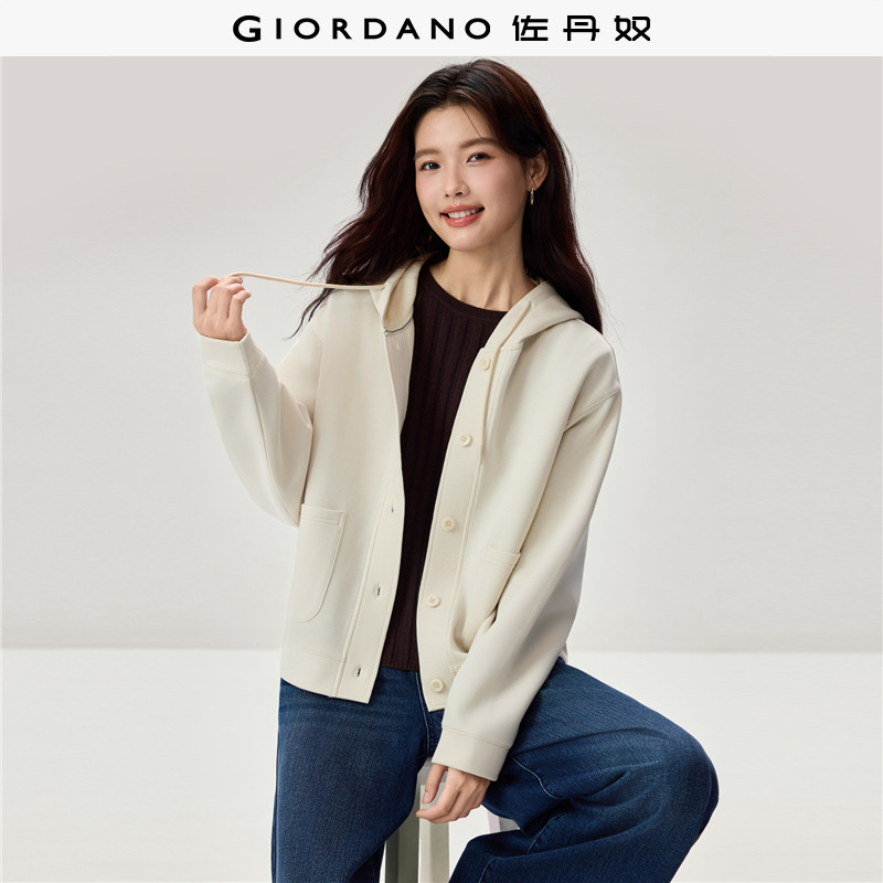 Giordano口袋卫衣外套连帽图片