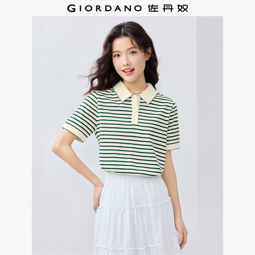 Giordano纯棉常规短袖花边POLO