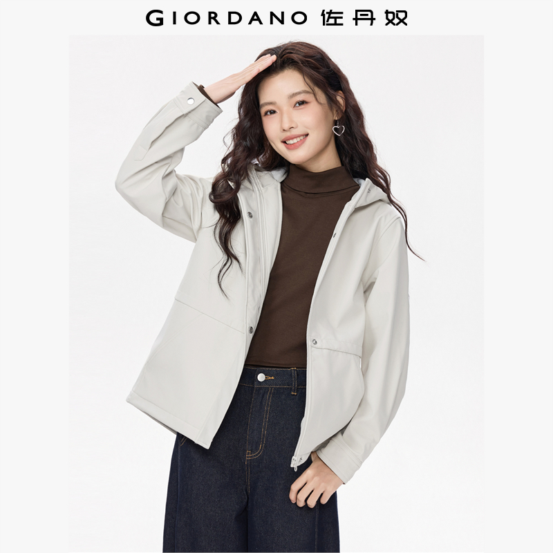 Giordano可收腰软壳外套连帽