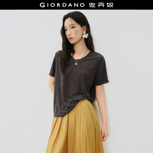 Giordano短袖卷边袖口T恤