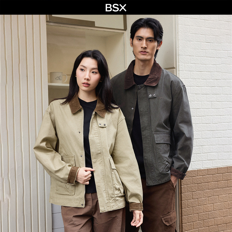 BSX灯芯绒翻领夹克外套工装
