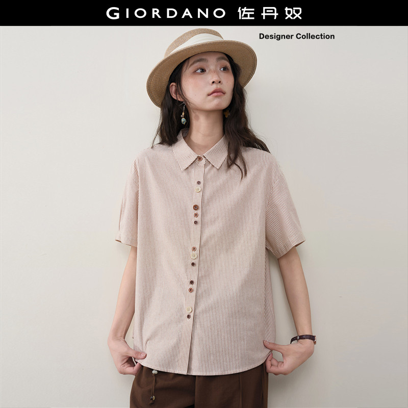Giordano不规则纽扣衬衫条纹图片