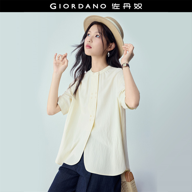 Giordano短袖衬衫弧形下摆图片