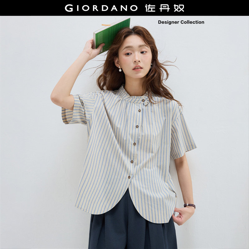 Giordano宽松短袖纯棉衬衫图片