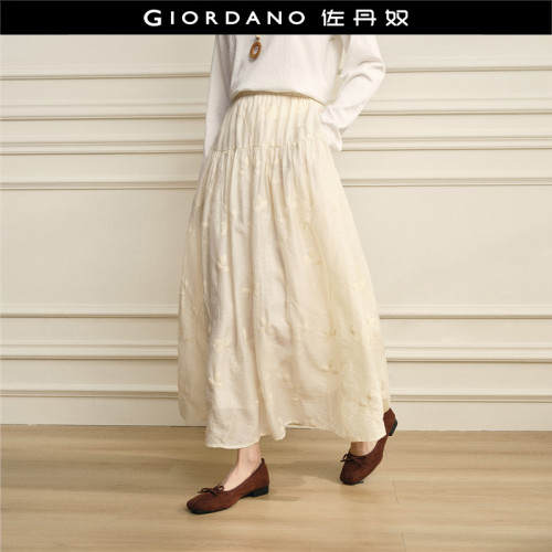Giordano长裙A型绣花半身裙