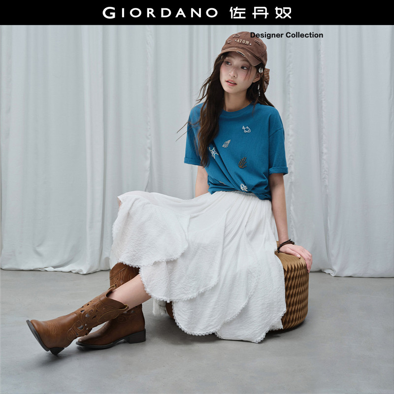 Giordano中裙花瓣裙A型半身裙图片