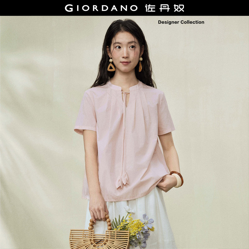 Giordano套头衬衫花朵绑带图片
