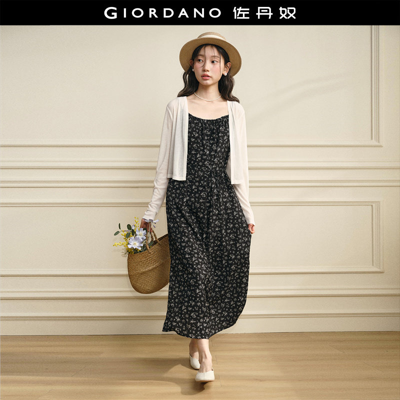 [两件套]设计师款佐丹奴2026春长袖上衣吊带碎花连衣裙女18466708,女装/女士精品,时尚套装,淘宝优惠券,粉丝福利购,淘宝优惠卷