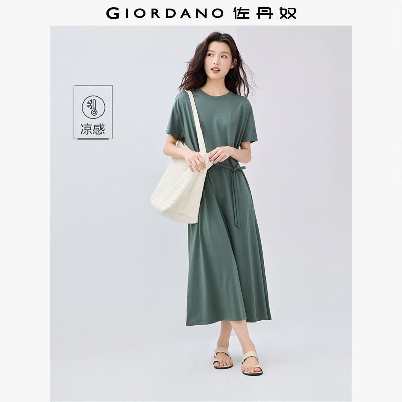 Giordano绑带T恤裙凉感连衣裙