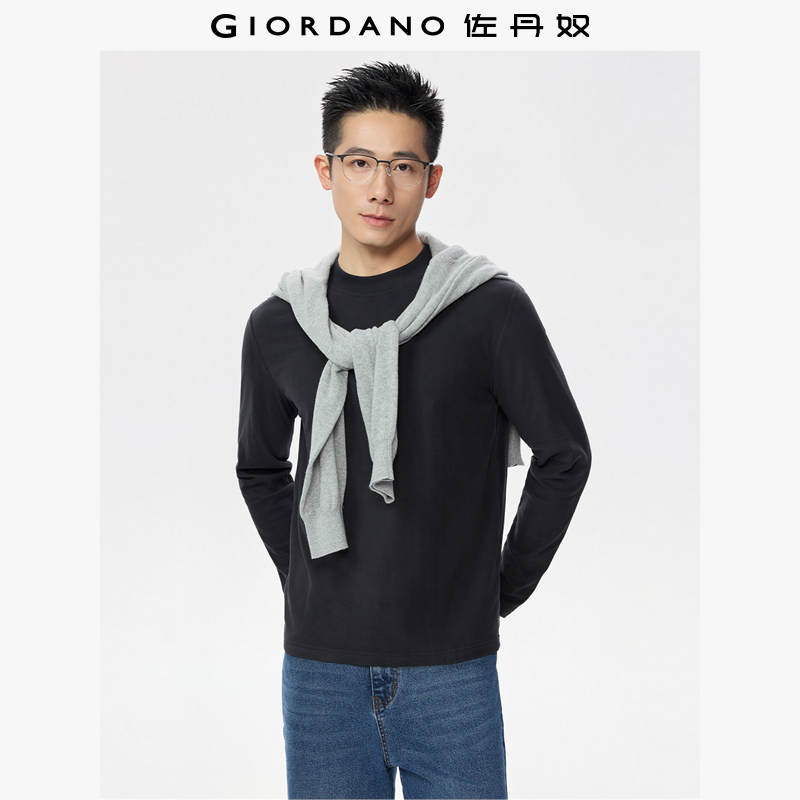 Giordano长袖保暖绒T恤纯色