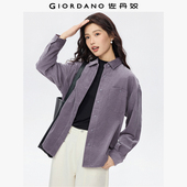 2026年春季 新款 纯棉灯芯绒宽松单口袋长袖 佐丹奴女装 衬衫 05343861