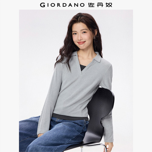 Giordano/佐丹奴修身长袖POLO女