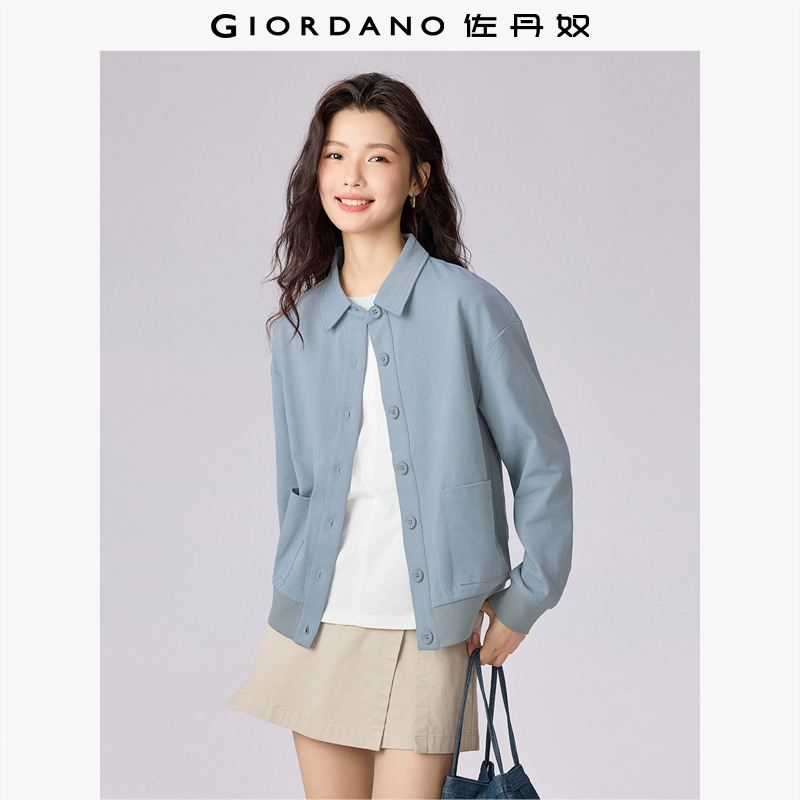 常规双面布双口袋短外套翻领