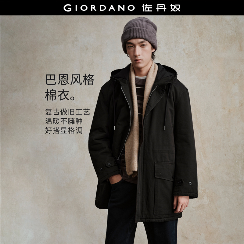 中长款巴恩风连帽棉衣纯棉