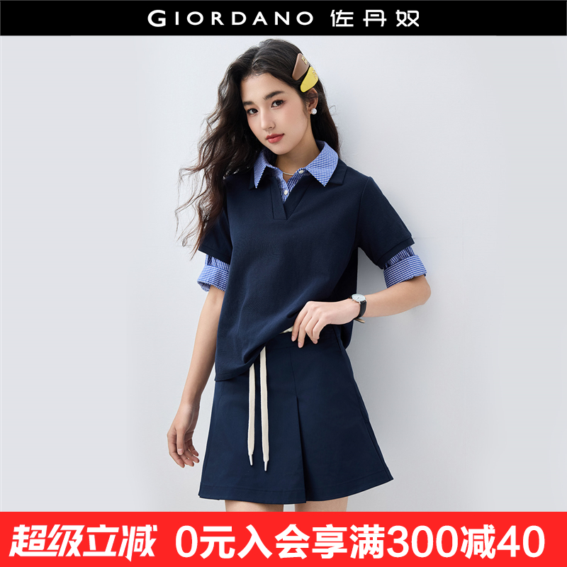 佐丹奴宽松常规短袖假两件POLO