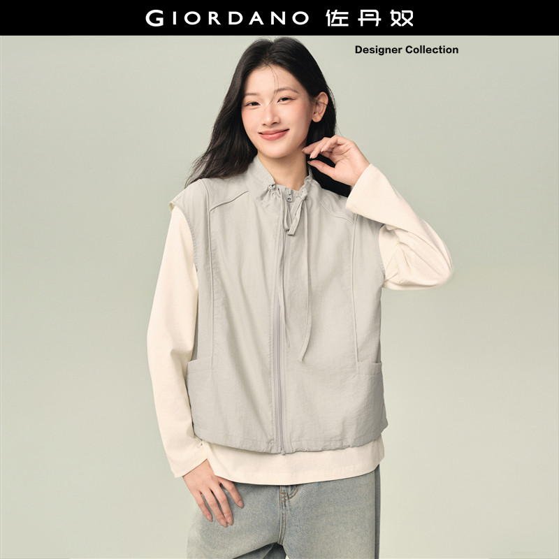 设计师款佐丹奴户外风夹克女新款抽绳立领小飞袖休闲外套183765