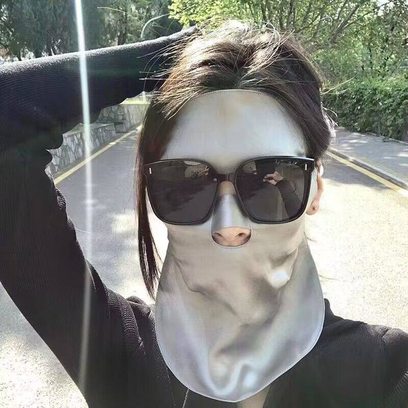 真丝防晒面罩睡眠透气护全脸罩夏防晒面纱/面罩