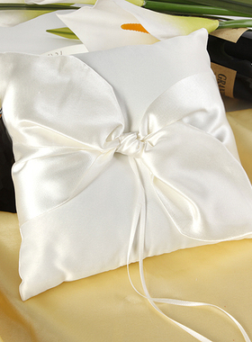 象牙白大花斜结蝴蝶结欧式婚礼戒枕 亚马逊热销西式婚礼用品
