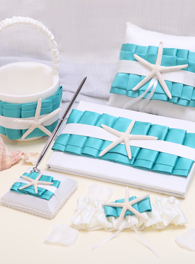 套装新娘用品海洋婚礼戒指托天然海星戒盒欧美结婚用品亚马逊爆款