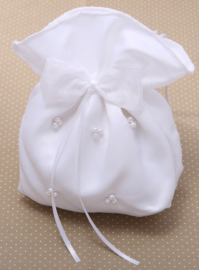 象牙白色包包欧美新娘结婚喜袋装红包的袋子女手提袋布袋收礼金袋