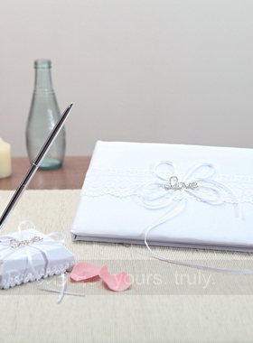 RedBox婚庆用品 水钻love字母结婚嘉宾签名册签到本签字笔座