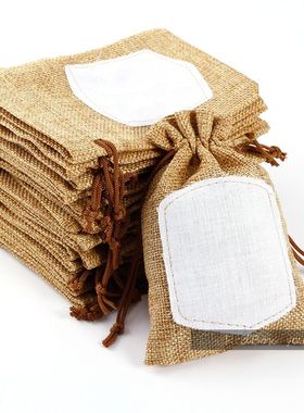 RedBox结婚麻布喜糖袋 贴布可写字 回礼袋糖果袋子 婚礼用品 20个