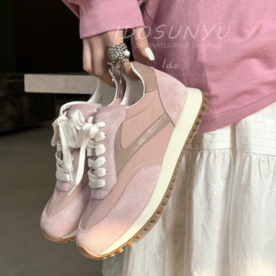 IDO春款牛猄皮厚底休闲女鞋