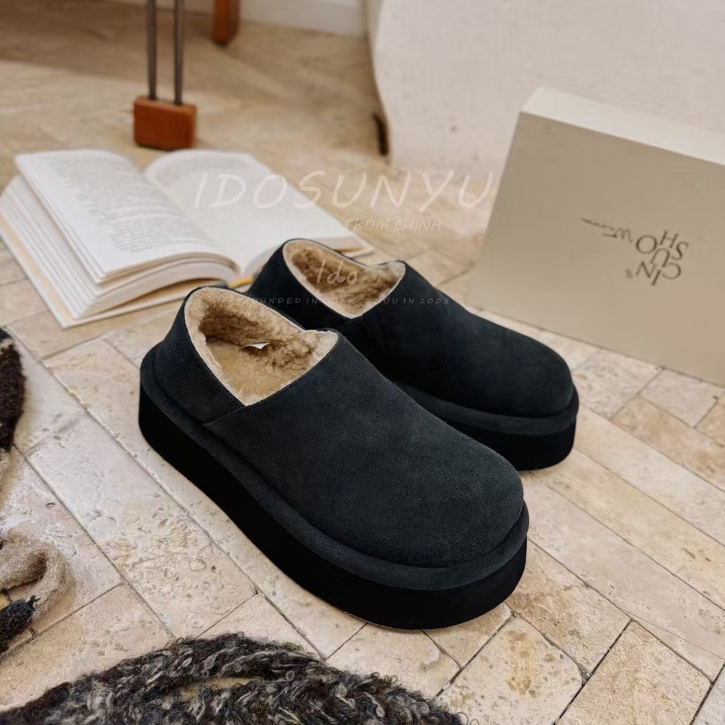 牛猄皮圆头一脚蹬可踩脚乐福鞋