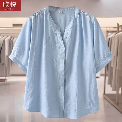 2025夏装新款法式桃花皱衬衣女