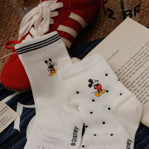 巨好看白色迪士尼米老鼠袜子春款
