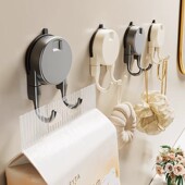 吸盘纸巾双挂钩壁挂多功能抽纸免打孔浴室卫生间门后强力承重钩子