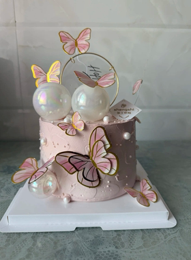铁艺亚克力圆形蛋糕装饰插牌插件配件甜品台鲜花蛋糕铁艺插排