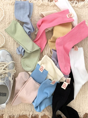 螺纹棉袜女棉质ins韩系风