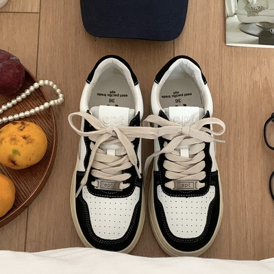 板鞋韩风厚底奶油色小白鞋