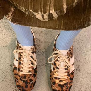 Opening自制 ｜平底百搭小众时髦豹纹德训鞋女美式复古球鞋